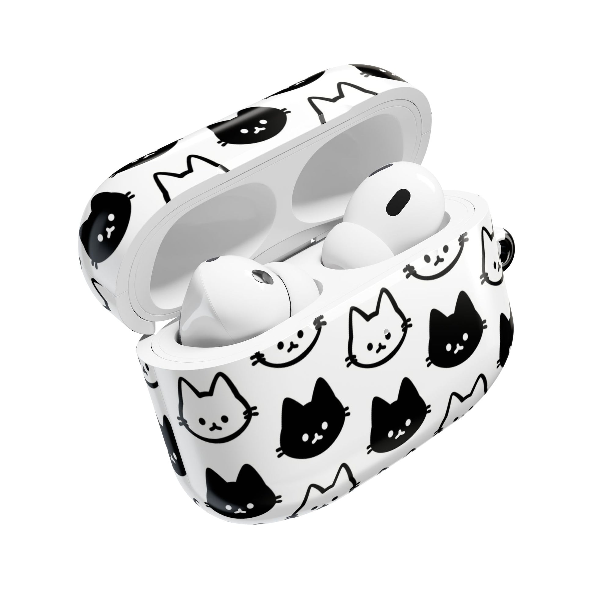 Cute Black & White Cat Faces for Cat Lovers - AirPods Case