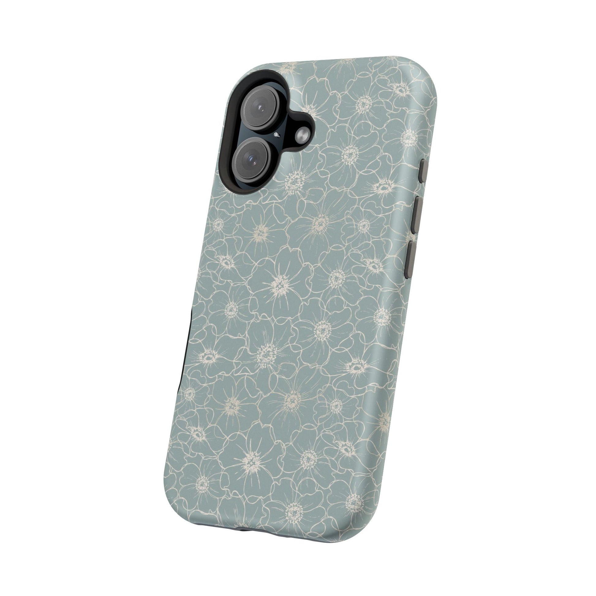 Minimalist Flower Silhouette, Old Blue-  Magsafe Phone Case