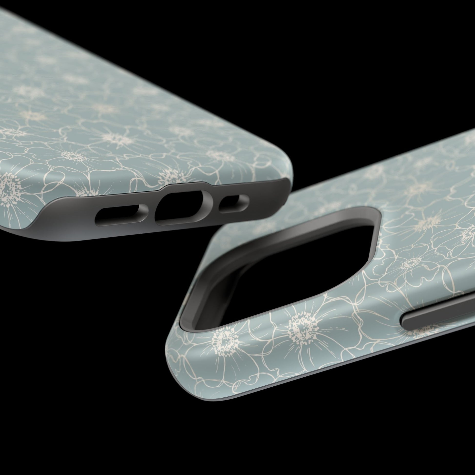 Minimalist Flower Silhouette, Old Blue-  Magsafe Phone Case