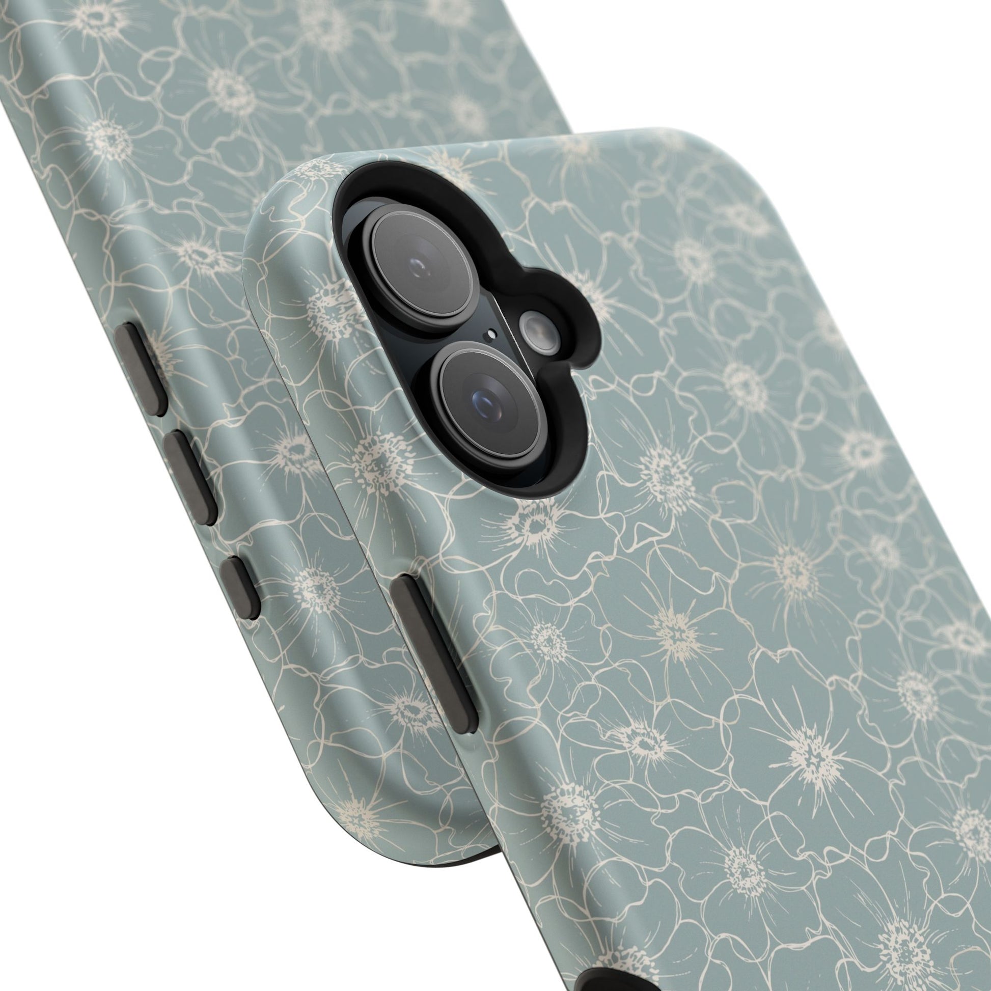 Minimalist Flower Silhouette, Old Blue-  Magsafe Phone Case